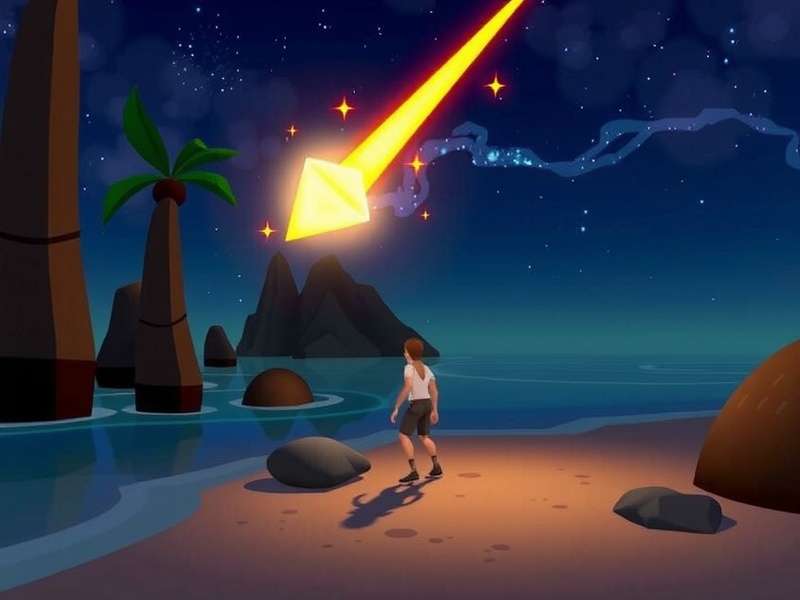 Meteor Quest Goa Gameplay - Anjuna Beach Mission Meteor Quest Goa gameplay showing a character collecting a glowing meteor fragment on Anjuna beach at night